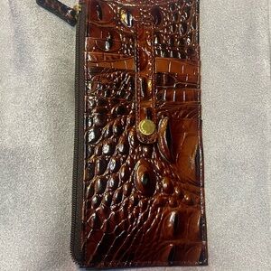 Brahmin card wallet Crocodile Embossed Brown